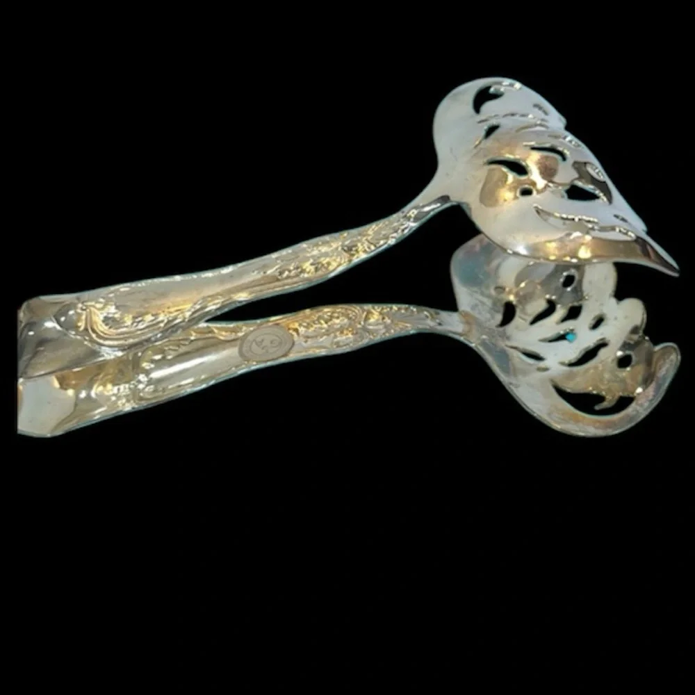 VINTAGE GODINGER REPRODUCTION  BY TIFFANY Silverplated Tongs‎ Vintage 80s